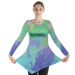 Green Blue Pink Color Splash Long Sleeve Tunic  by BrightVibesDesign