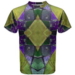 Purple Yellow Stone Abstract Men s Cotton Tee by BrightVibesDesign