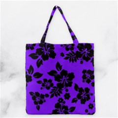 Violet Dark Hawaiian Grocery Tote Bag by AlohaStore