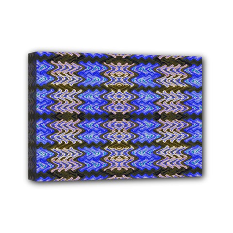 Pattern Tile Blue White Green Mini Canvas 7  X 5  by BrightVibesDesign