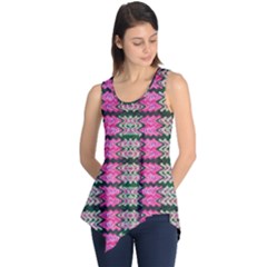 Pattern Tile Pink Green White Sleeveless Tunic by BrightVibesDesign