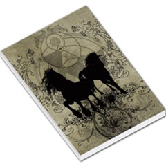 Wonderful Black Horses, With Floral Elements, Silhouette Large Memo Pads by FantasyWorld7