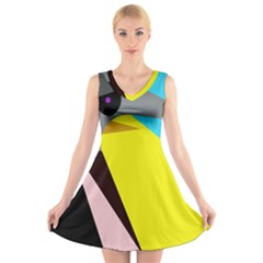 Angry Bird V-neck Sleeveless Skater Dress by Valentinaart