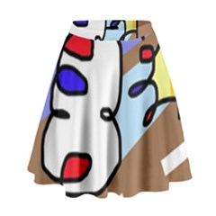 Abstract Comic High Waist Skirt by Valentinaart