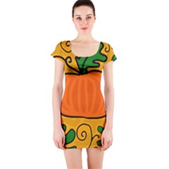 Thanksgiving Pumpkin Short Sleeve Bodycon Dress by Valentinaart