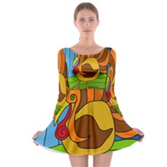 Thanksgiving Turkey  Long Sleeve Skater Dress by Valentinaart