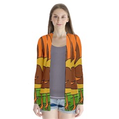 Thanksgiving Turkey  Drape Collar Cardigan by Valentinaart