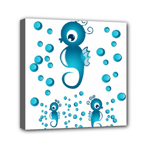 Seahorsesb Mini Canvas 6  X 6  by vanessagf