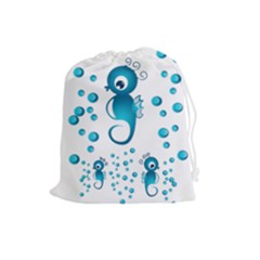 Seahorsesb Drawstring Pouches (large)  by vanessagf