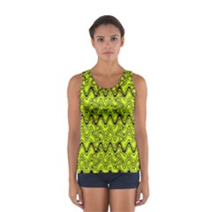 Yellow Wavey Squiggles Women s Sport Tank Top  by BrightVibesDesign