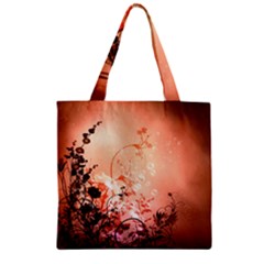 Wonderful Flowers In Soft Colors With Bubbles Zipper Grocery Tote Bag by FantasyWorld7