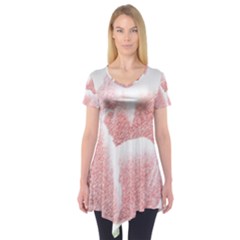 Tulip Red Pencil Drawing Art Short Sleeve Tunic  by picsaspassion