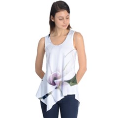 White Magnolia Pencil Drawing Art Sleeveless Tunic by picsaspassion