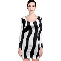 Zebra Horse Skin Pattern Black And White Long Sleeve Bodycon Dress by picsaspassion