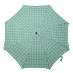 Mint Color Triangle Pattern Hook Handle Umbrellas (small) by picsaspassion