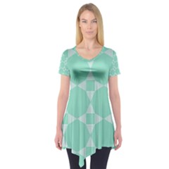 Mint Color Star - Triangle Pattern Short Sleeve Tunic  by picsaspassion