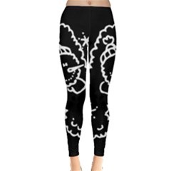 Funny Snowball Doodle Black White Leggings  by yoursparklingshop