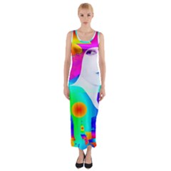 Abstract Color Dream Fitted Maxi Dress by icarusismartdesigns