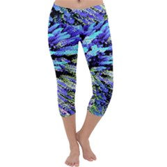 Colorful Floral Art Capri Yoga Leggings by yoursparklingshop