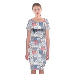 Cats Family  Classic Short Sleeve Midi Dress by kostolom3000shop