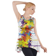 Crazy Multicolored Double Running Splashes Side Drop Tank Tunic by EDDArt