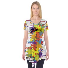 Crazy Multicolored Double Running Splashes Short Sleeve Tunic  by EDDArt