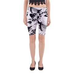 Romantic Dreaming Girl Grunge Black White Yoga Cropped Leggings by EDDArt