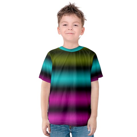 Dark Green Mint Blue Lilac Soft Gradient Kids  Cotton Tee by designworld65