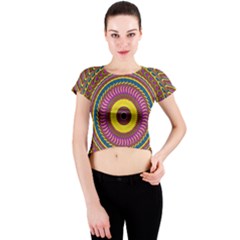 Ornament Mandala Crew Neck Crop Top by designworld65