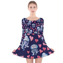 Jellyfish Love Long Sleeve Velvet Skater Dress by BubbSnugg