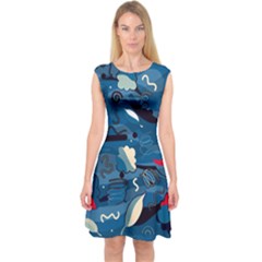 Ocean Capsleeve Midi Dress by Valentinaart