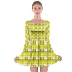 Yellow Plaid Pattern Long Sleeve Skater Dress by Valentinaart