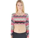 Cute Flower Pattern Long Sleeve Crop Top View1