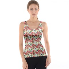 Gorgeous Red Flower Pattern  Tank Top by Brittlevirginclothing