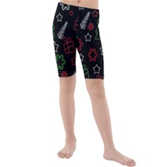 Green And  Red Xmas Pattern Kids  Mid Length Swim Shorts by Valentinaart