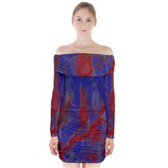 Buildings Fighting Long Sleeve Off Shoulder Dress by momoswave