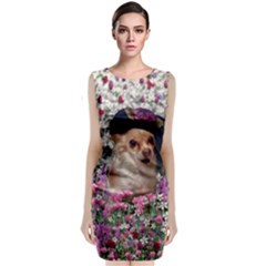 Chi Chi In Flowers, Chihuahua Puppy In Cute Hat Classic Sleeveless Midi Dress by DianeClancy