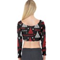 New Year pattern - red Long Sleeve Crop Top View2