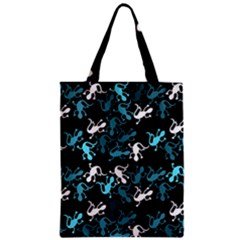 Cyan Lizards Pattern Zipper Classic Tote Bag by Valentinaart