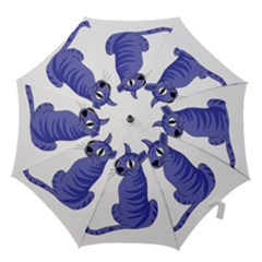 Blue Cat Hook Handle Umbrellas (large) by Valentinaart