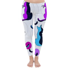 Purple Abstract Cats Classic Winter Leggings by Valentinaart