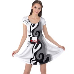 Elegant Abstract Cat  Cap Sleeve Dresses by Valentinaart