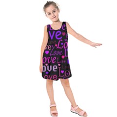 Love Pattern 2 Kids  Sleeveless Dress by Valentinaart