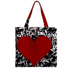 Red Valentine Zipper Grocery Tote Bag by Valentinaart