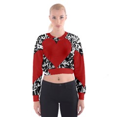 Red Valentine Women s Cropped Sweatshirt by Valentinaart