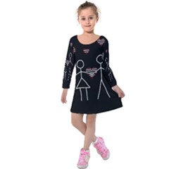 Couple In Love Kids  Long Sleeve Velvet Dress by Valentinaart