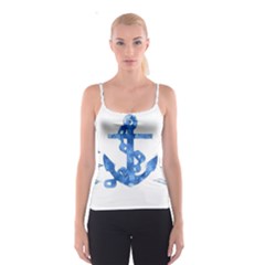 Anchor Aquarel Painting Art, Soft Blue Spaghetti Strap Top by picsaspassion