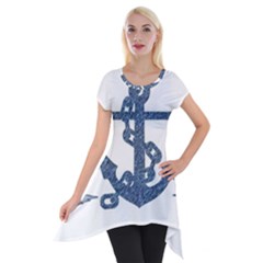 Anchor Pencil Drawing Art Short Sleeve Side Drop Tunic by picsaspassion