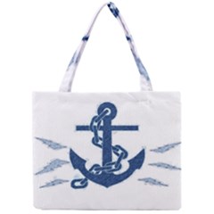 Blue Anchor Oil Painting Art Mini Tote Bag by picsaspassion