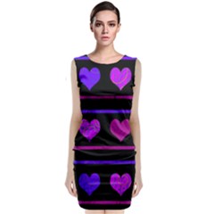 Purple And Magenta Harts Pattern Classic Sleeveless Midi Dress by Valentinaart